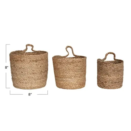 Hello Honey&reg; Natural Round Braided Jute Nesting Baskets with Handles Set {4}