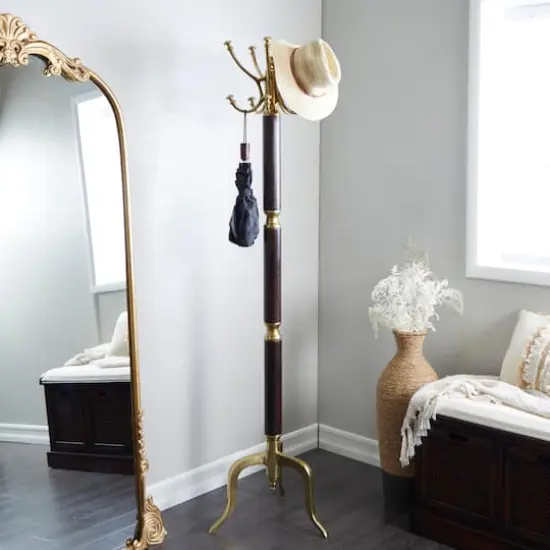 Gold Aluminum Traditional Coat Rack, 18" x 18" x 72" {8}