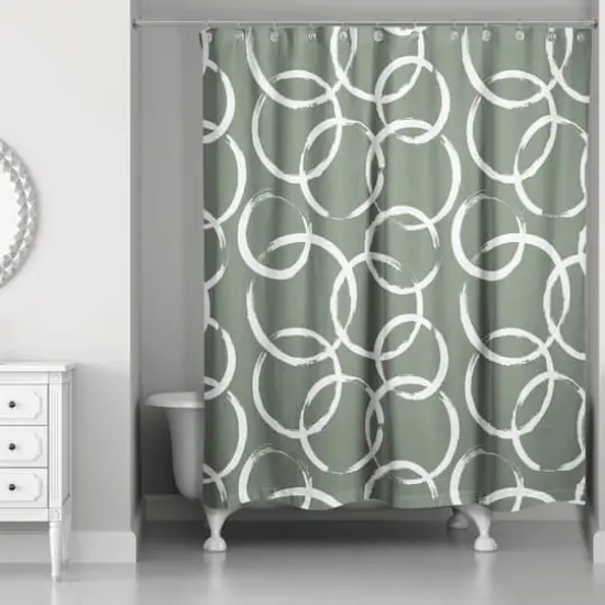 Circles Shower Curtain Sage {3}