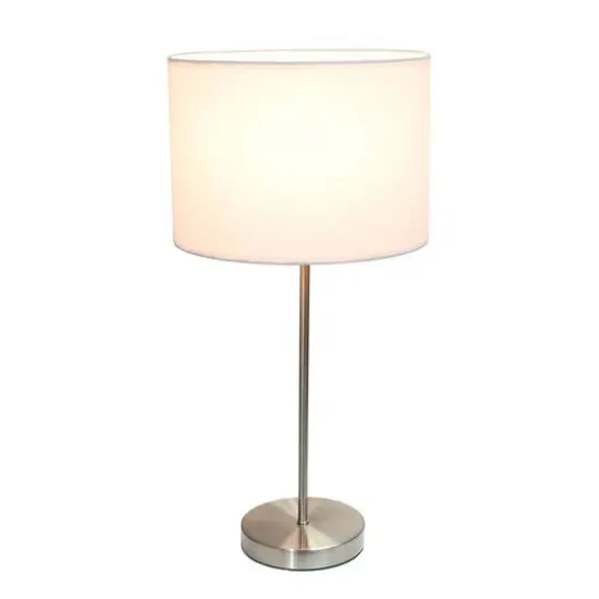 Simple Designs 23" White Fabric Shade Lamp Brushed Nickel {3}
