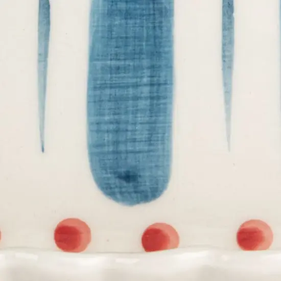 Hello Honey® 6.75" White, Red & Blue Hand-Painted Stoneware Butter Dish {4}