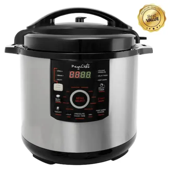 Megachef 12qt. Steel Digital Pressure Cooker With 15 Presets & Glass Lid {1}