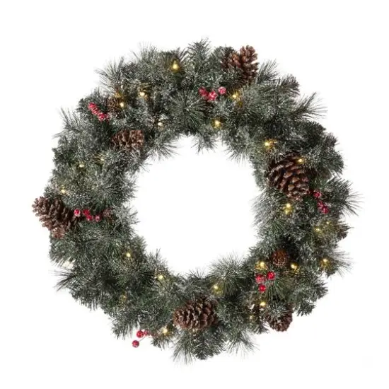 Glitzhome&reg; 24" LED Glittered Pinecone Christmas Wreath {1}