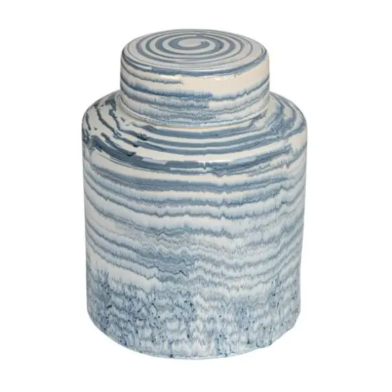 Hello Honey&reg; Blue & White Striped Stoneware Ginger Jar with Reactive Glaze {1}