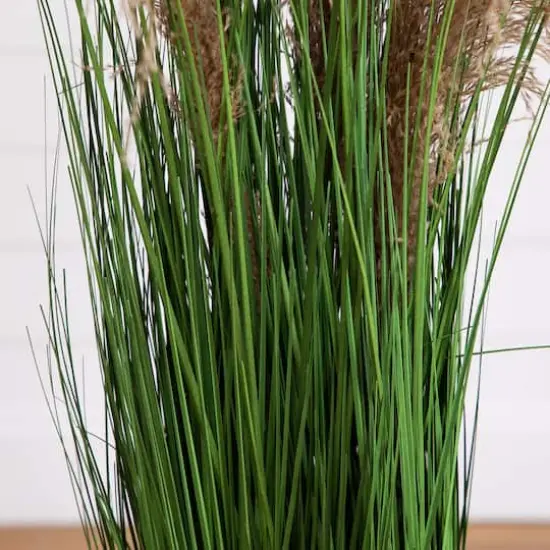 4ft. Green & Brown Artificial Pampas Grass in Black Pot {5}
