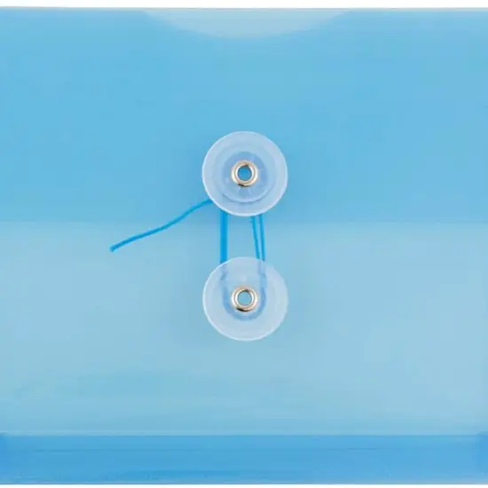 JAM Paper 5.25" x 7.5" Booklet Plastic Envelopes with Button and String Closure, 24ct. Blue {4}