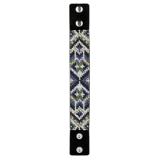 Wonderland Crafts Blue Bead Artificial Leather Embroidery Bracelet Kit {4}
