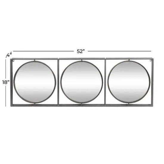 52" Gray Metal Modern Wall Mirror {8}