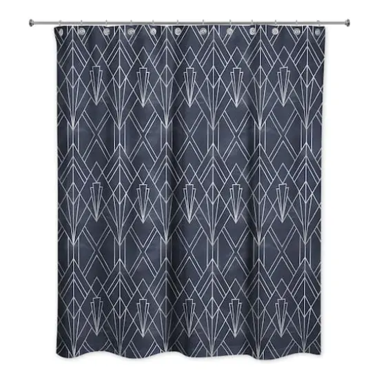 Navy White Depattern71" x 74" Shower Curtain {1}