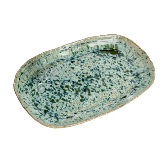 Hello Honey&reg; 14.75" Green Stoneware Platters with Reactive Crackle Glaze, 6ct. {4}