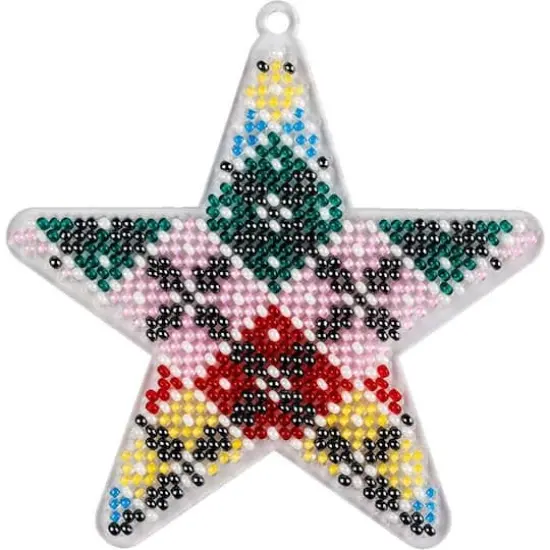 Wonderland Crafts Fair Isle Plaid Star Ornament Bead Embroidery on Plastic Kit {1}