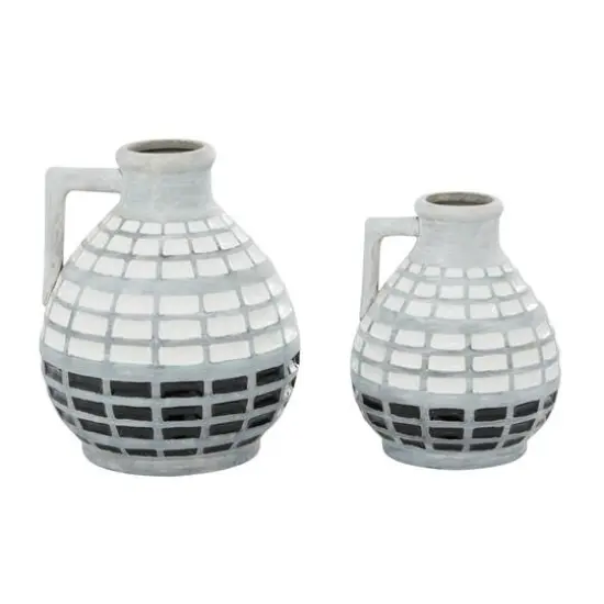 Gray Ceramic Coastal Vase Set {4}