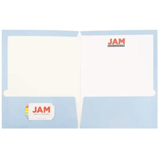 JAM Paper Glossy Laminated Two Pocket Folders, 100ct. Baby Blue {5}