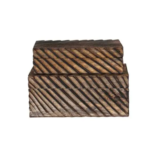 Hello Honey&reg; Burnt Finish Hand Carved Mango Wood Nesting Box Set {5}