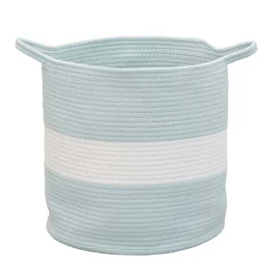 Household Essentials 15" Sky Blue & White Broadband Cotton Rope Basket {6}