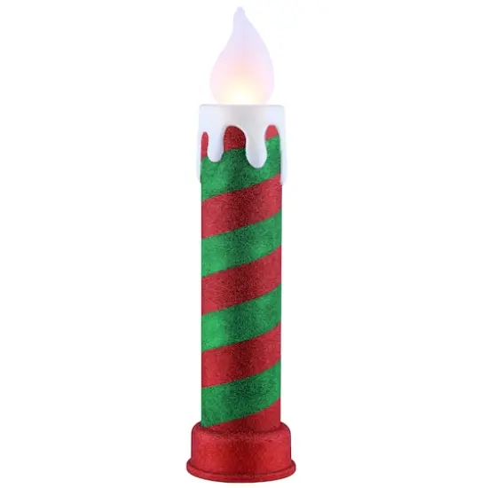 24" Red & Green Blow Mold Stripe Candle {1}