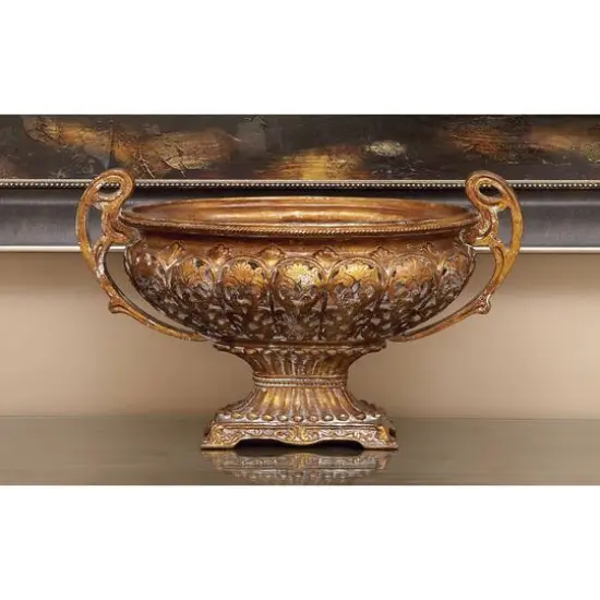 19" Gold Traditional Decorative Bowl Accent with Stand {10}