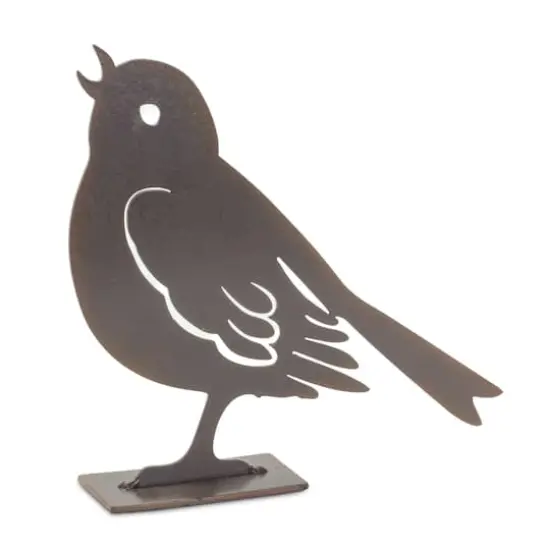 Brown Metal Bird Figurine Set {4}