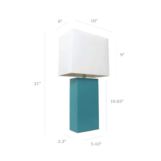 Elegant Designs&trade; 2 Pack Leather Table Lamps with White Shades Teal and White {4}