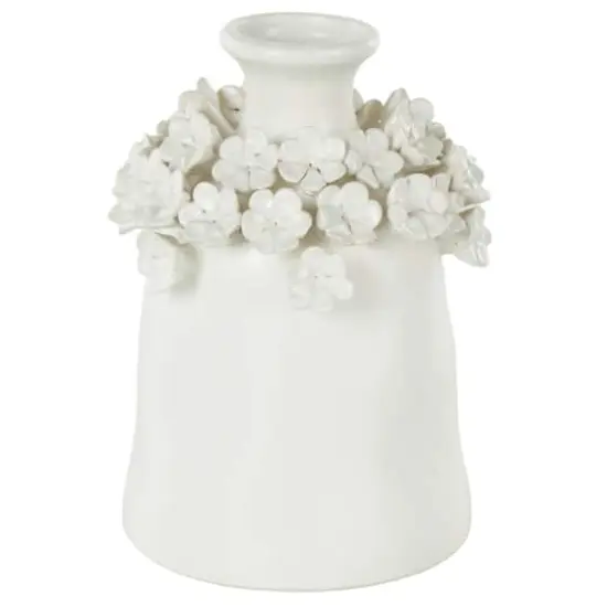 9" White Flower Decorative Ceramic Vase {1}