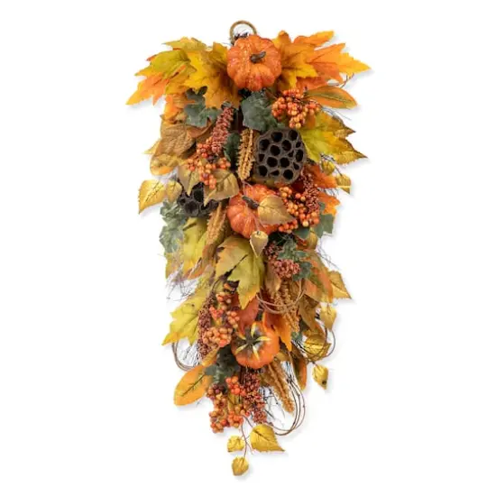 Glitzhome&reg; 25" Fall Pumpkin Leaf Swag {10}