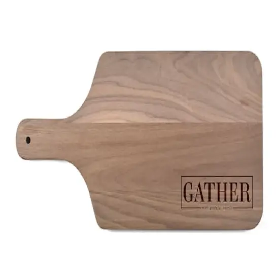 17" Gather Here with Grateful Hearts Walnut Paddle Cutting Board {1}