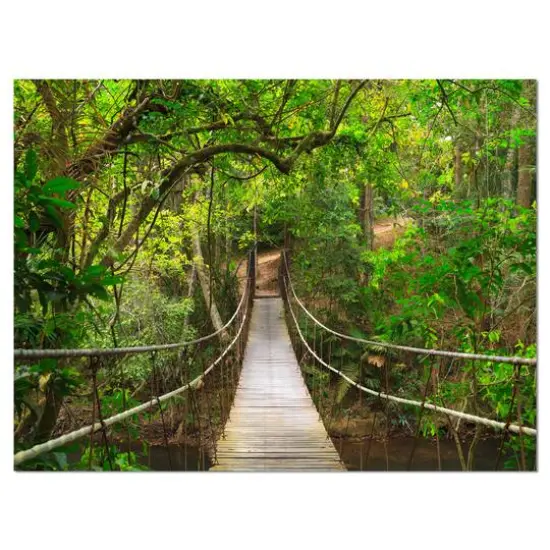 Designart - Bridge to Jungle Thailand - Landscape Photo Canvas Art Print {2}