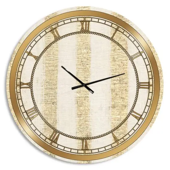 Designart 'Gold Glam Stipes Pattern Glam Wall Clock {1}