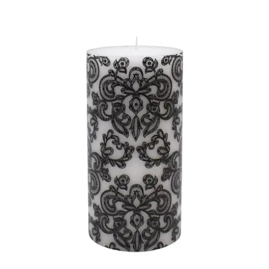 3" x 6" Black & White Lace Pillar Candle by Ashland&reg; {1}