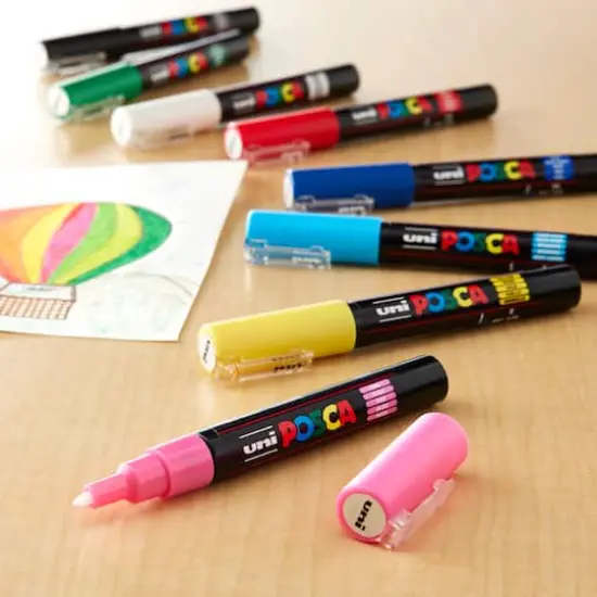 Uni Posca PC-1M 8 Color Extra-Fine Tapered Tip Paint Marker Set {3}