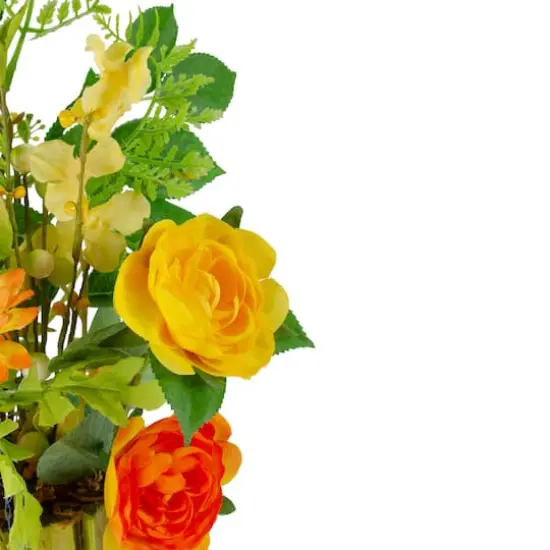 13" Potted Ranunculus & Rose Floral Spring Arrangement {4}