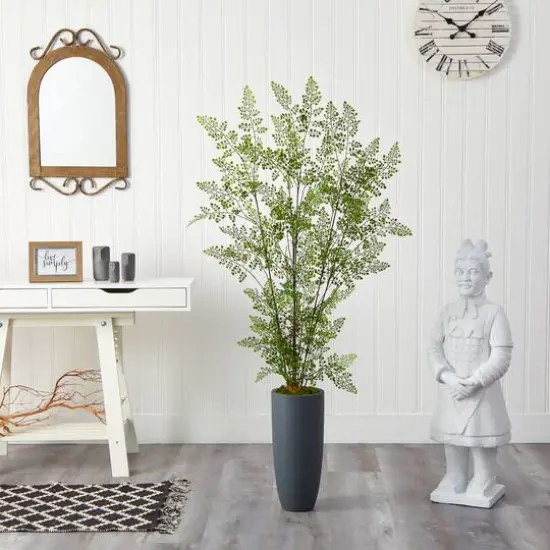 5ft. Ruffle Fern Tree in Gray Planter {4}