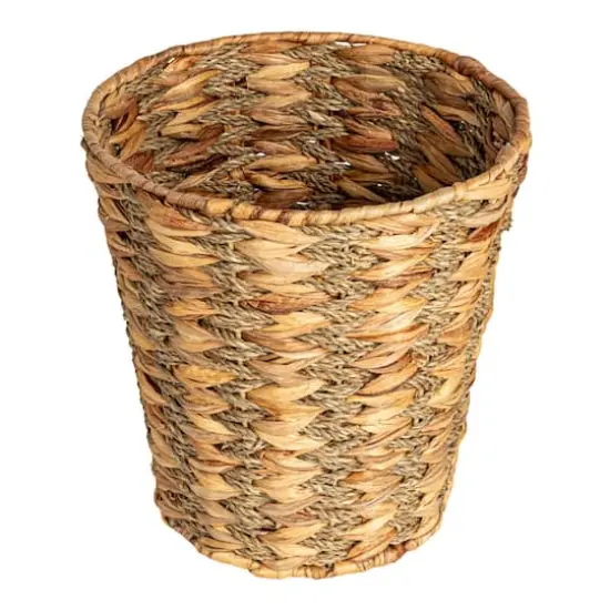 Household Essentials 11" Round Water Hyacinth & Seagrass Waste Basket {1}