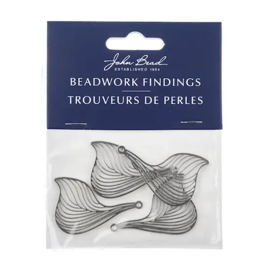 John Bead Silver Leaf Pendants, 4ct. {3}