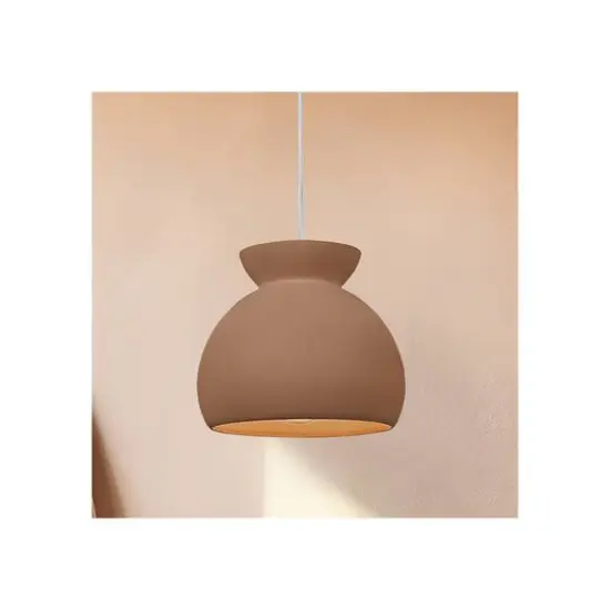 Hello Honey&reg; Sienna Matte Terra Cotta Boho Ceramic Ceiling Light with White Fabric Cord {3}