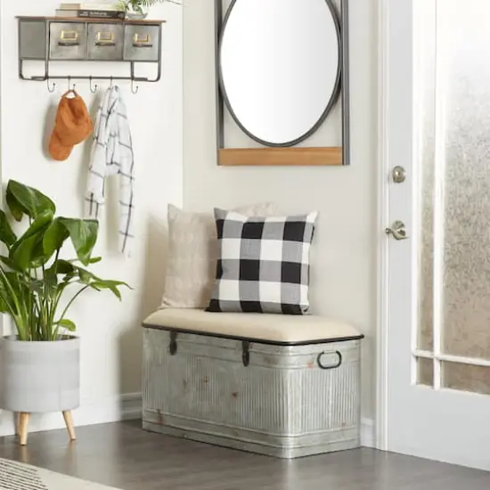 Gray Iron Farmhouse Bench, 19" x 37" x 17" {11}