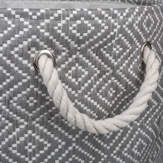 DII&reg; Large Round Diamond Basketweave Paper Bin Gray/White {5}