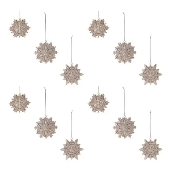 Ornate Champagne Snowflake Ornaments Set {1}