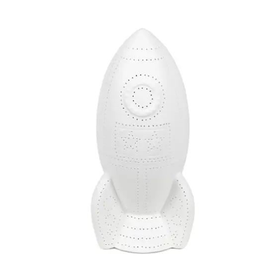 Simple Designs 6" White Porcelain Rocketship Table Lamp {1}