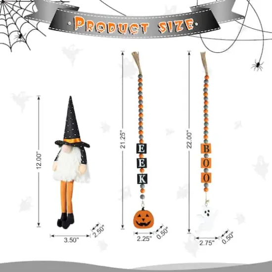 Glitzhome&reg; Halloween Wood Word Signs & Fabric Gnome D&eacute;cor Set {9}
