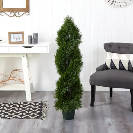 4ft. Potted Double Pond Cypress Spiral Topiary Tree {5}