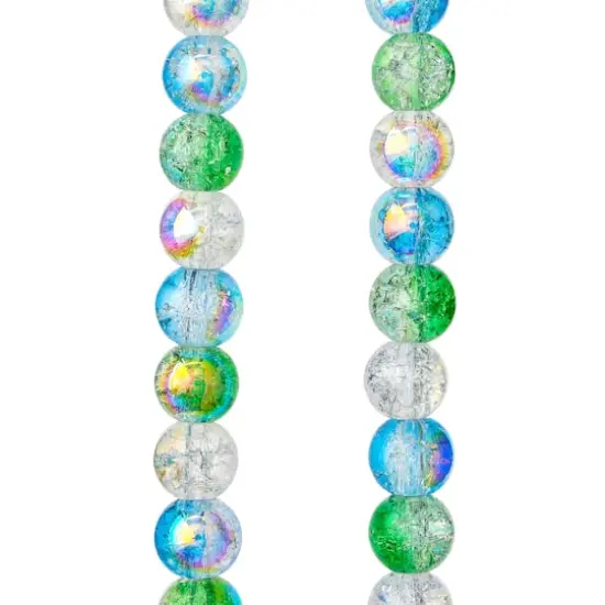 Blue & Green Crackled Glass Round Beads, 8mm by Bead Landing&trade; {1}