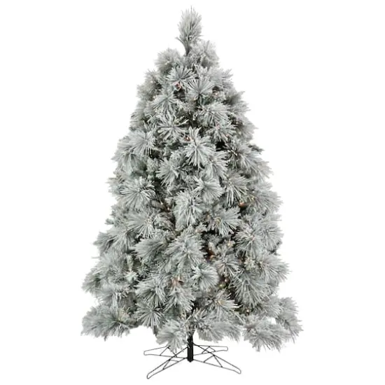 6.5ft. Pre-Lit Flocked Bavarian Pine Artificial Christmas Tree, Clear Lights {1}