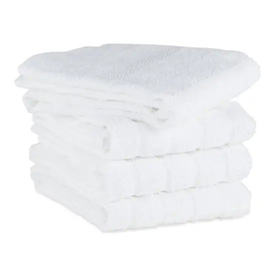 DII&reg; Solid Windowpane Terry Dishtowels, 4ct. White {4}