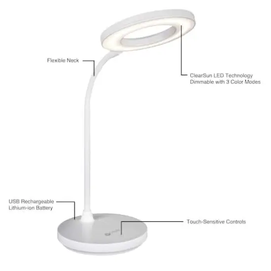OttLite&reg; Rechargeable LED Ring Desk Lamp {5}