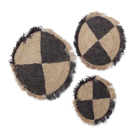 Set of 3 Brown Wood Boho Style Wall Decor 29", 21", 25" {3}