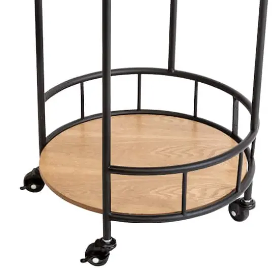 Honey Can Do Black & Natural 2-Tier Round Side Table with Wheels {9}