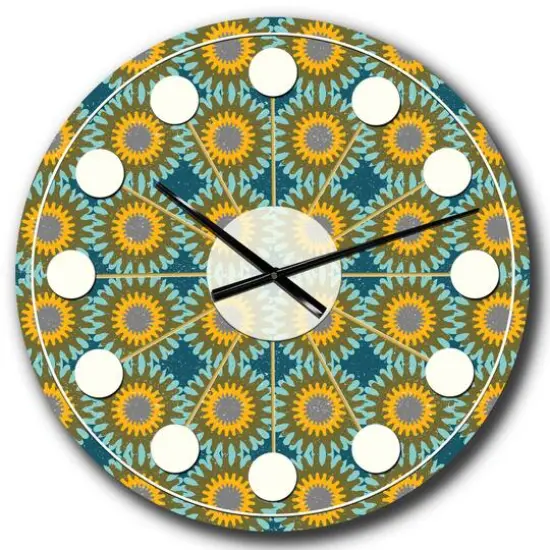 Designart 'Retro Circular Pattern I Mid-Century Modern Wall Clock {1}