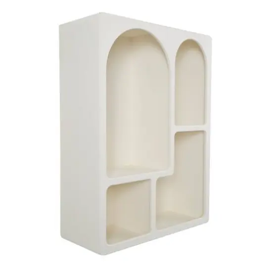31" Cream Geometric Arched Wall Shelf {7}