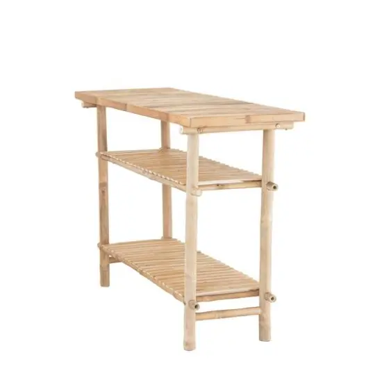Hello Honey&reg; Natural Tall Bamboo Accent Table with 2 Shelves {6}